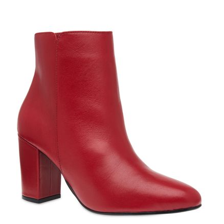 Bota Feminina Ankle Boot Couro - Vermelho