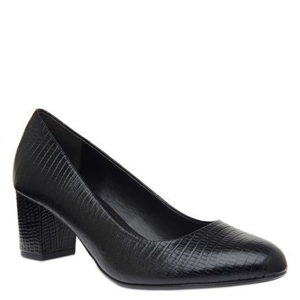 Scarpin Basic - Couro Lezard Preto