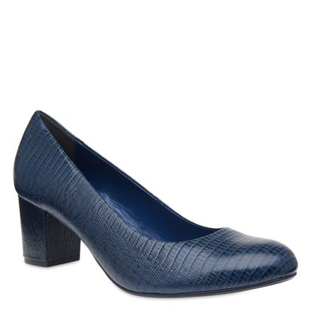 Scarpin Basic - Couro Lezard Marinho