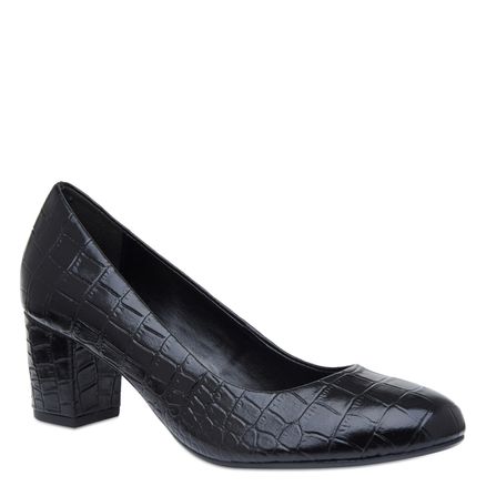 Scarpin Basic - Couro Croco Preto