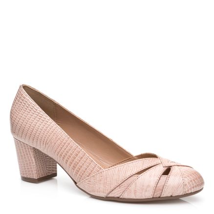 Scarpin Recortes - Couro Lezard Nude