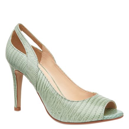 Peep Toe Cut Couro - Acqua