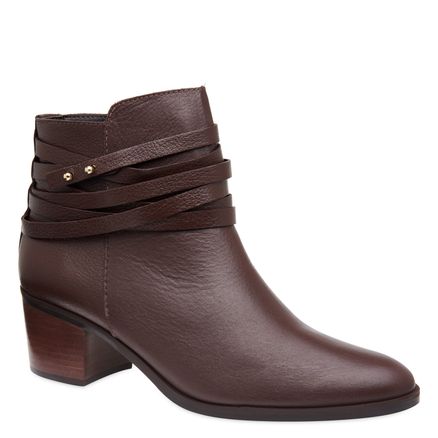 Bota Feminina Ankle Boot Couro - Café