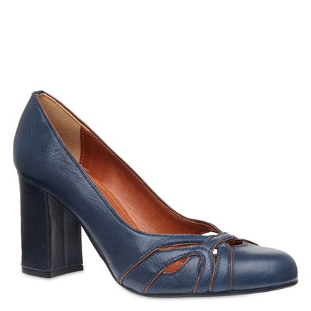 Scarpin Classic Bicolor Couro Fly Verniz Soft - Jeans