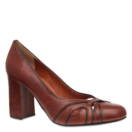 Scarpin Classic Bicolor Couro Fly Verniz Soft - Conhaque