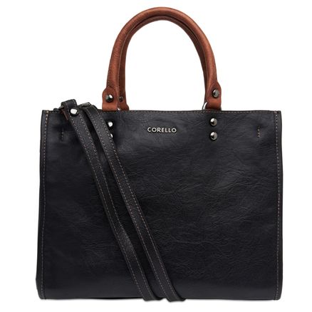 Bolsa Tote Couro Marrakesh - Preto e Camel