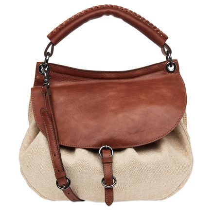 Satchel Tec.Jeans - Creme, Conhaque