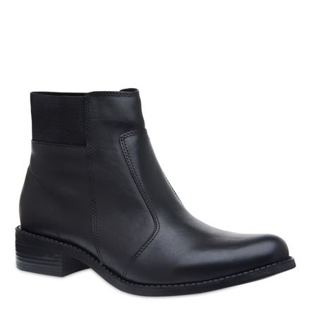 Bota Couro & Elastico - Preto