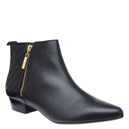 Ankle Boot Matelassê Couro - Preto