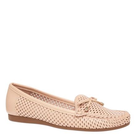 Mocassim Feminino Lasercut Couro - Nude
