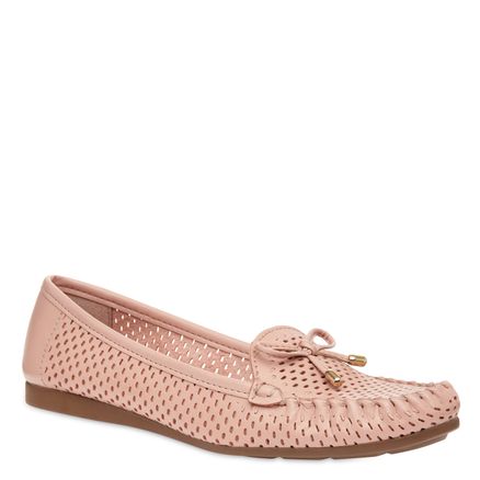 Mocassim Feminino Lasercut Couro - Rose