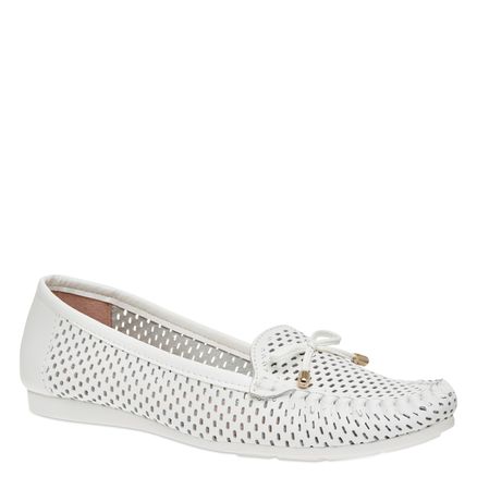 Mocassim Feminino Lasercut Couro - Branco