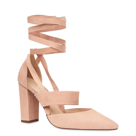 Scarpin Laced Up Couro - Nude