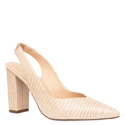 Scarpin V-Neck Couro - Nude