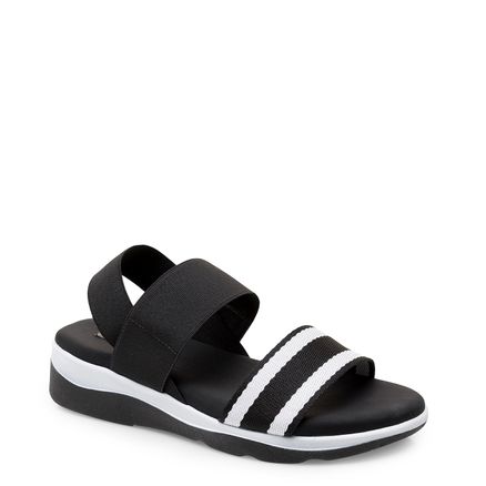 Rasteirinha Sandália Flatform Gorgurao - Preto Branco