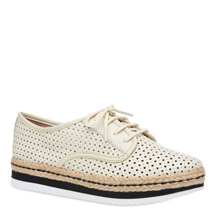 Oxford Feminino Laser Couro Atanado - Off White