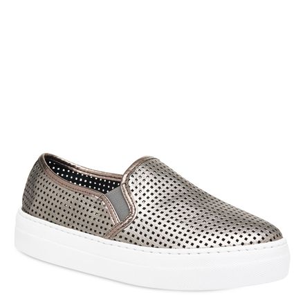 Slip On Feminino Lasercut - Prata Velho