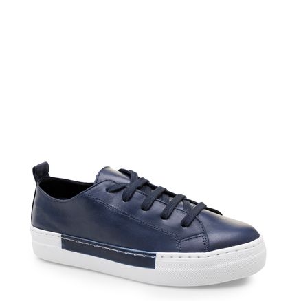 Tênis Feminino Basic Couro Atanado - Marinho
