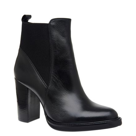 Bota Feminina Elastic Couro - Preto