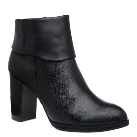 Bota Feminina Gola Couro - Preto