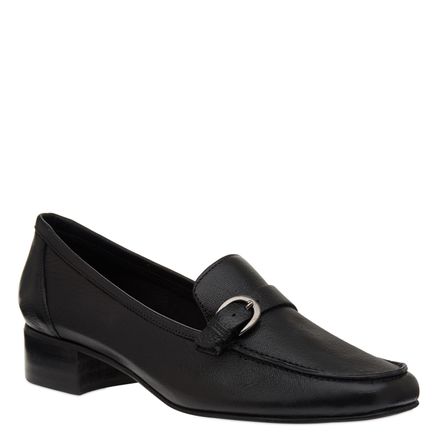 Mocassim Feminino Pelica Couro - Preto