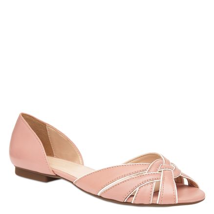 Dorsay Flat Macramê - Rose e Branco