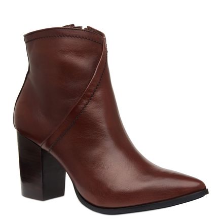 Bota Recortes Couro - Marrom