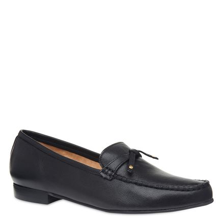 Mocassim Feminino Clássico Couro Pelica - Couro Pelica Preto