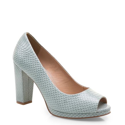 Peep Toe Classic Couro - Python Acqua
