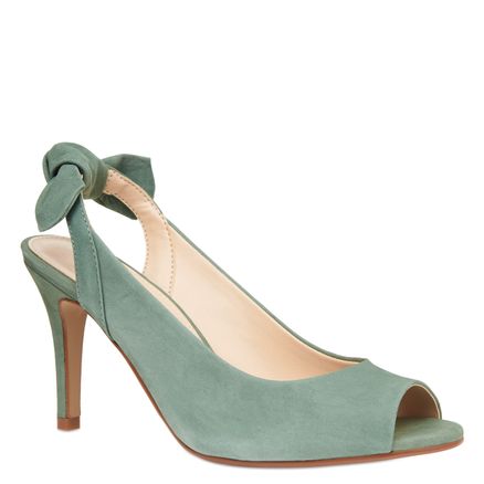 Peep Toe Laço Couro - Acqua