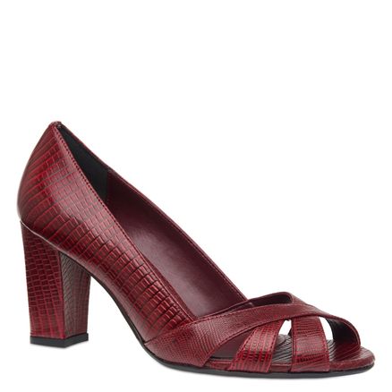 Peep Toe Strappy Couro - Couro Lezard Amora