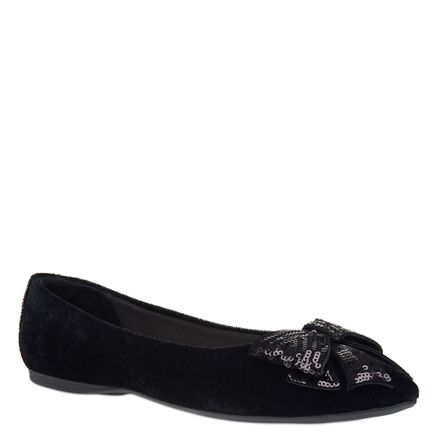 Sapatilha Veludo Laço - Preto
