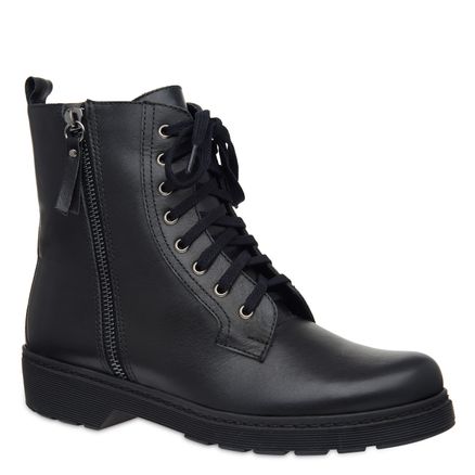 Bota Feminina Coturno Couro - Preto