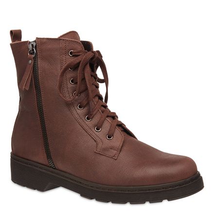 Bota Feminina Coturno Couro - Marrom