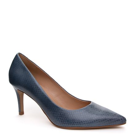 Scarpin Bico Fino Couro New Croco - Oceano
