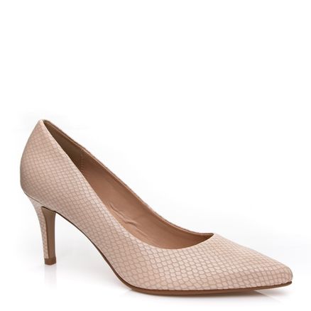 Scarpin Bico Fino Couro New Croco - Pele