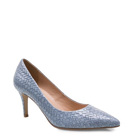 Scarpin Bico Fino Couro New Croco - Oceano