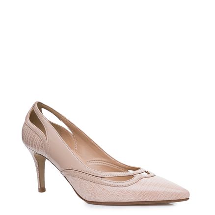 Scarpin Cloud Couro Python Verniz Soft - Nude
