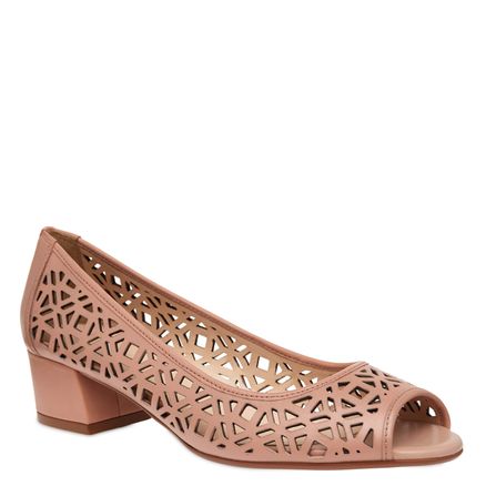Peep Toe Laser Couro - Nude