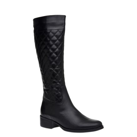Bota Montaria Matelassê Couro - Preto