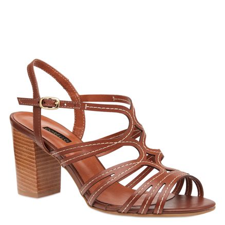 Sandália Strappy Couro - Marrom