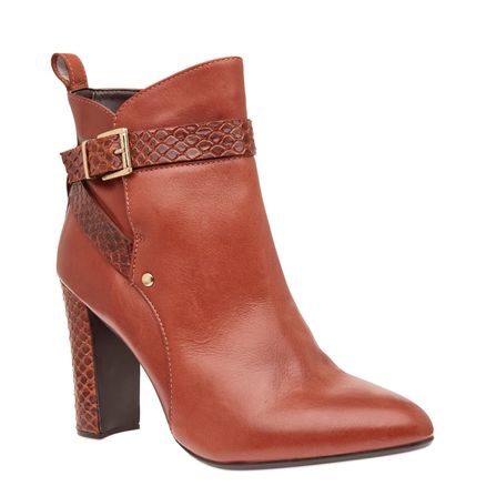 Bota Feminina Ankle Boot Couro & Python - Madras