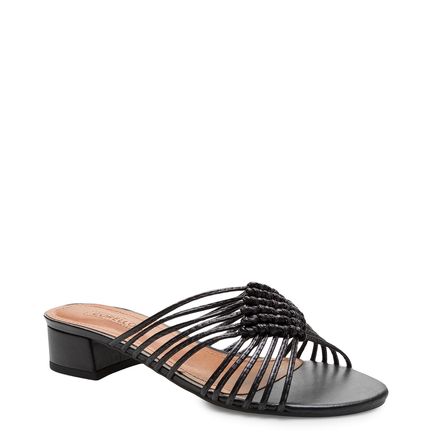 Sandália Feminina Mule Macramê Nos - Preto