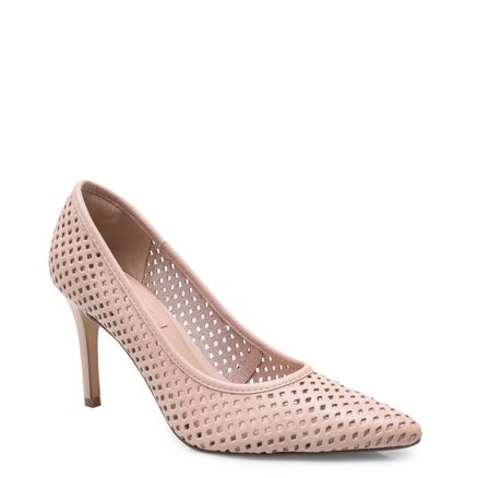 Scarpin Basic Lasercut Couro - Nude