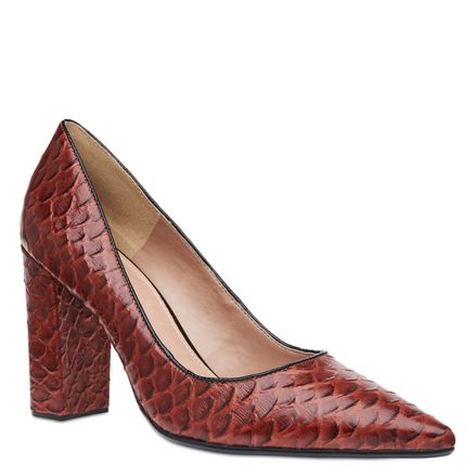 Scarpin Python Rustic - Cognac