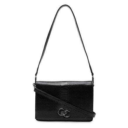 Crossbody Python Dorso Couro - Preto