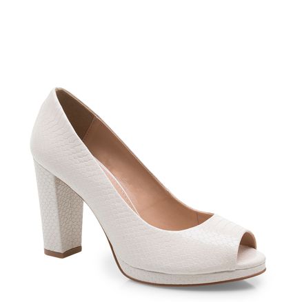Peep Toe Classic Couro - Python Ice