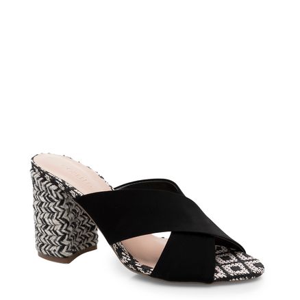 Mule Capri Camurça Soft - Preto Ráfia
