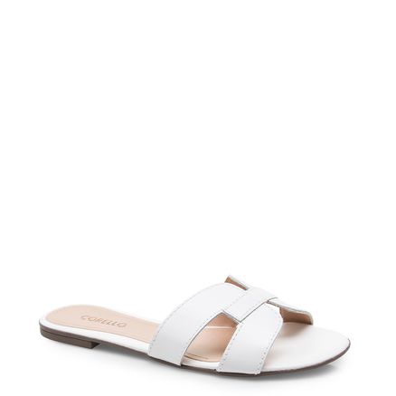 Rasteirinha Chinelo Geometric Couro - Branco