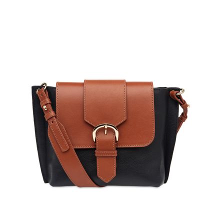 Crossbody Barbara Couro - Preto e Caramelo
